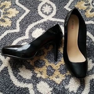 Patent Square Toe Pumps